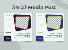Modern and creative real estate social media post or banner design template vector