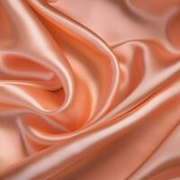 Satin background. Beautiful smooth elegant wavy peach orange satin silk background. AI Generated photo