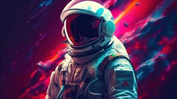 Astronaut in space. The art of Spaceman. photo