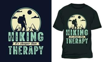 Hiking it s cheaper than therapy, HIKING T Shirt Design vector