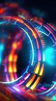 Abstract background with glowing lines. Futuristic background with colorful glowing neon lights. photo