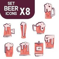 Set of colored beer icons Vector illustration