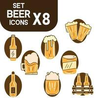 Set of colored beer icons Vector illustration