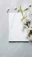 ramo de flores de blanco flores y blanco tarjeta. flores composición. ai generado foto