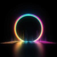 Abstract glowing lights. Magic rainbow portal on night scene. photo