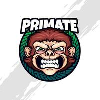 Cute Angry Monkey Primate Chief Mascot vector