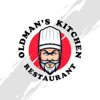 White Beard Oldman Icon for Kitchen and Restaurant Mascot vector