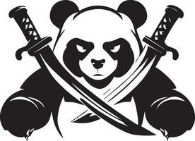 personagem de desenho animado do panda ninja em fundo preto e branco,  modelo de design de logotipo de vetor 4836084 Vetor no Vecteezy