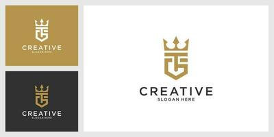 TG or GT initial letter logo design with crown icon vector. vector