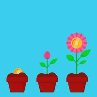 vector illustration of business growth with the concept of growing money in plants.investment design
