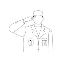 hand drawing person salute vector isolated on white backgroud