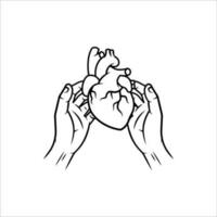 Hand holding heart. World heart day. vector