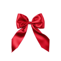 Red silk bow isolated. Illustration AI Generative png