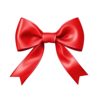 Red silk bow isolated. Illustration AI Generative png
