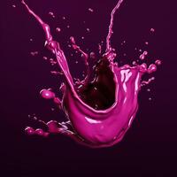 Red liquid splash. Flowing purple liquid beetroot juice or berry juice. AI Generated photo