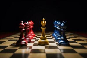 Chess pieces on a chessboard. Battle pawn chess. AI Generated photo