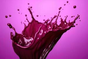 Red liquid splash. Flowing purple liquid beetroot juice or berry juice. AI Generated photo