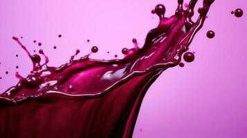 Red liquid splash. Flowing purple liquid beetroot juice or berry juice. AI Generated photo