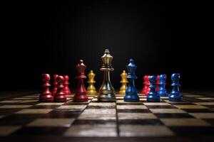 Chess pieces on a chessboard. Battle pawn chess. AI Generated photo