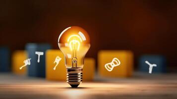 Light bulb in the dark. Lightbulb for creative leadership  concept. AI Generated photo