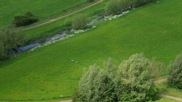 Aerial View of Caldecotte Lake of Milton Keynes City of England UK, Footage Was Captured on May 23d, 2023 video