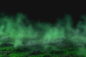 Smoke background. Green smog or fog spreads on ground. AI Generated photo