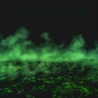 Smoke background. Green smog or fog spreads on ground. AI Generated photo
