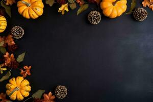 Halloween pumpkin frame. Halloween or Autumn Background on Chalkboard. AI Generated photo