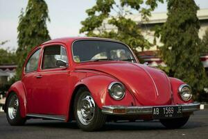 yogyakarta, 25 september 2022, an elegant red VW classic car. classic Volkswagen car photo