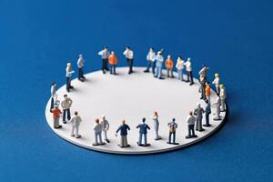 illustration of miniature people in circle social network photo
