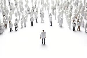 illustration of HR manager or human resources. Leader stands out from crowd. photo