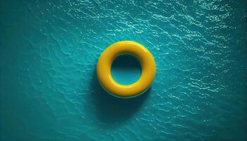 illustration of water pool summer background with pool float ring. Summer blue aqua textured background photo
