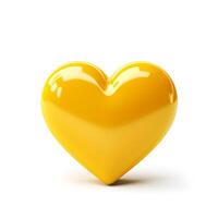 Yellow heart isolated on white background. Generative AI. photo