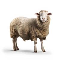 Sheep isolated on white background. Generative AI. photo