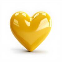 Yellow heart isolated on white background. . photo
