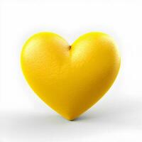 Yellow heart isolated on white background. Generative AI. photo