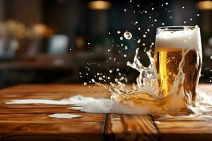 frío lentes de cerveza en un bar. internacional cerveza día. foto