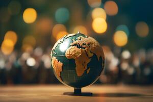 Earth globe with blur background. Polution Concept. photo