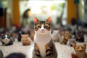 Cat looking into the camera. International cat day. photo