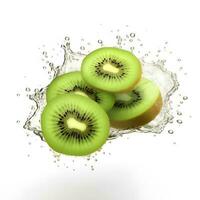 refrescante kiwi en vibrante agua chapoteo - tropical Fruta bebida para verano hidratación. generativo ai foto