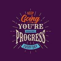 Vector Progress Motivation Lettering Hand Drawn Quote Greeting Card