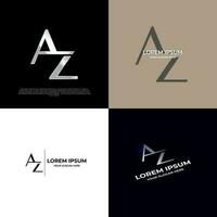 AZ Initial Modern Typography Emblem Logo Template for Business vector