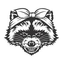 raccoon headband bandana line art. Farm Animal. raccoon logos or icons. vector illustration