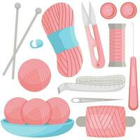 Vector set the collection of cute knitting set