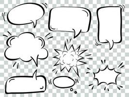 hand drawn Set of empty comic speech bubbles. vector doodle element illustration