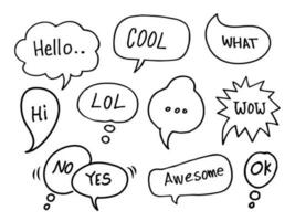doodle vector of speech bubbles with words dialogue. Vector illustration