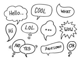 doodle vector of speech bubbles with words dialogue. Vector illustration