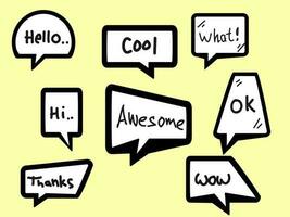 doodle Set of comic speech bubbles with words. vector illustration