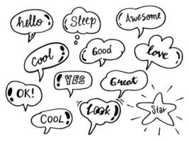 doodle vector of speech bubbles with words dialogue. Vector illustration