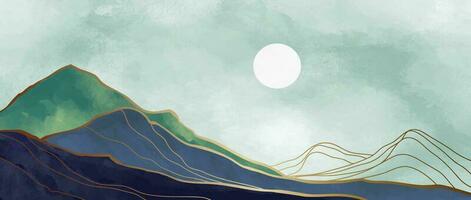 Natural mountain and line arts background. Abstract contemporary aesthetic backgrounds landscapes. with mountains, hill and sun. vector illustrations